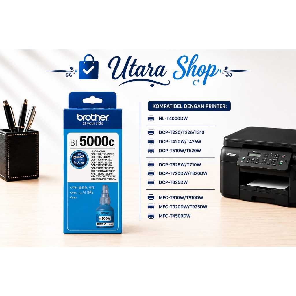 Tinta BROTHER BT5000 Cyan DCP=T220/DCP-T310/DCP-T310/DCP-T426