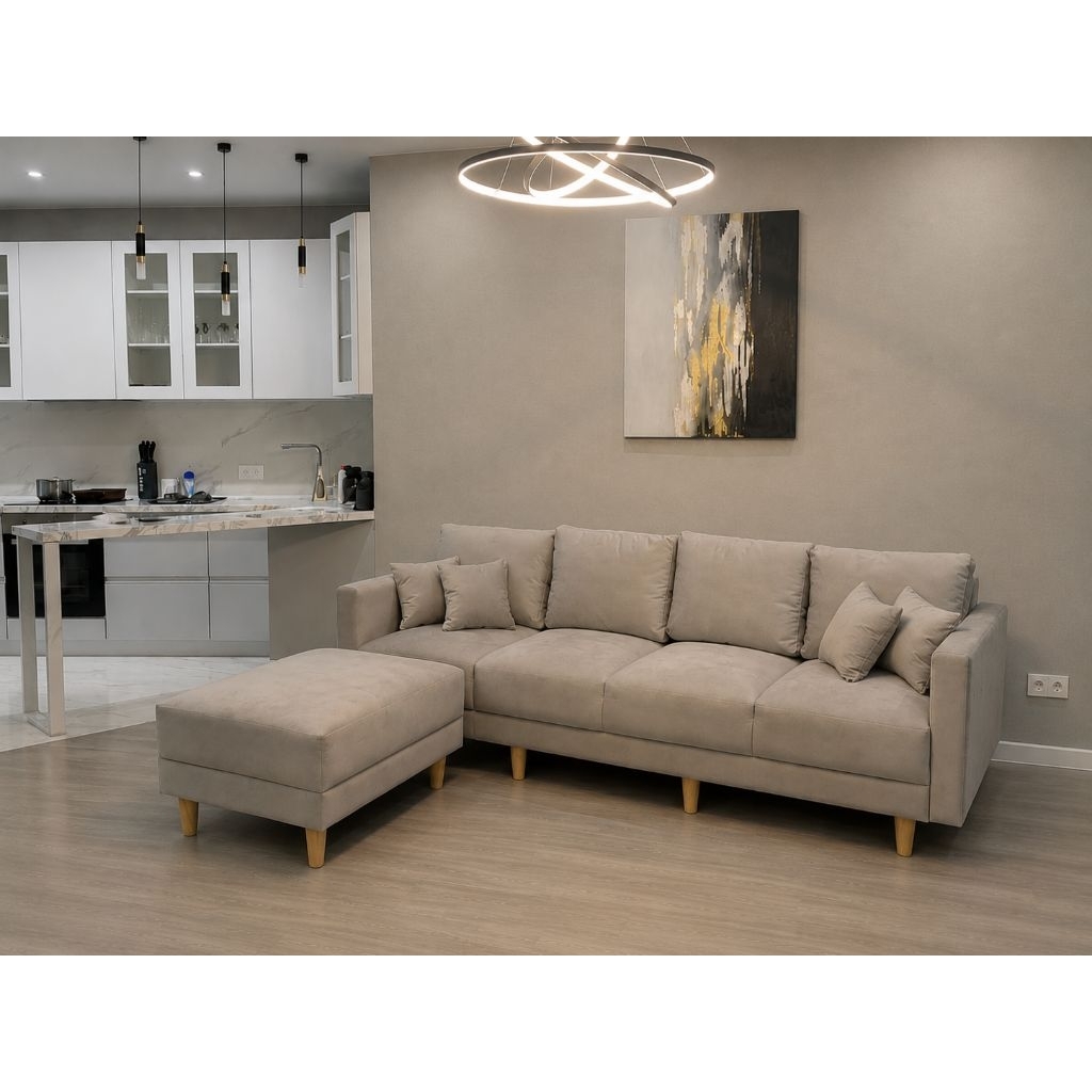 Sofa L Minimalis, sofa 4 seat + L Minimalis, sofa L kaki kayu