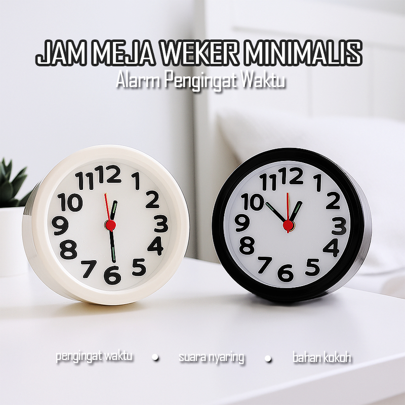 Jam Weker Analog Klasik Minimalis Plastik / Jam  Weker Alarm Meja Kecil / Jam Alarm Tidur
