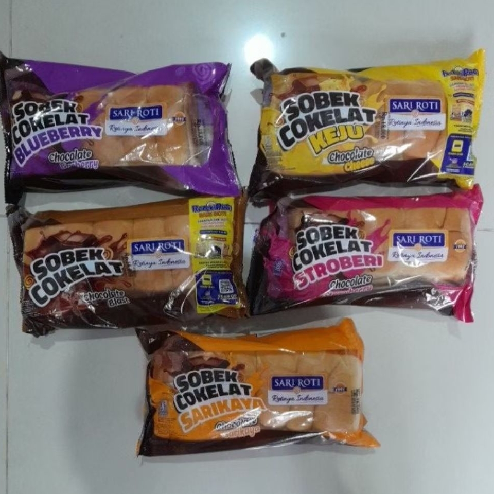 Sari Roti Roti Sobek Rasa Coklat / Coklat Keju / Coklat Srikaya / Coklat Strawberry / Coklat Blueber