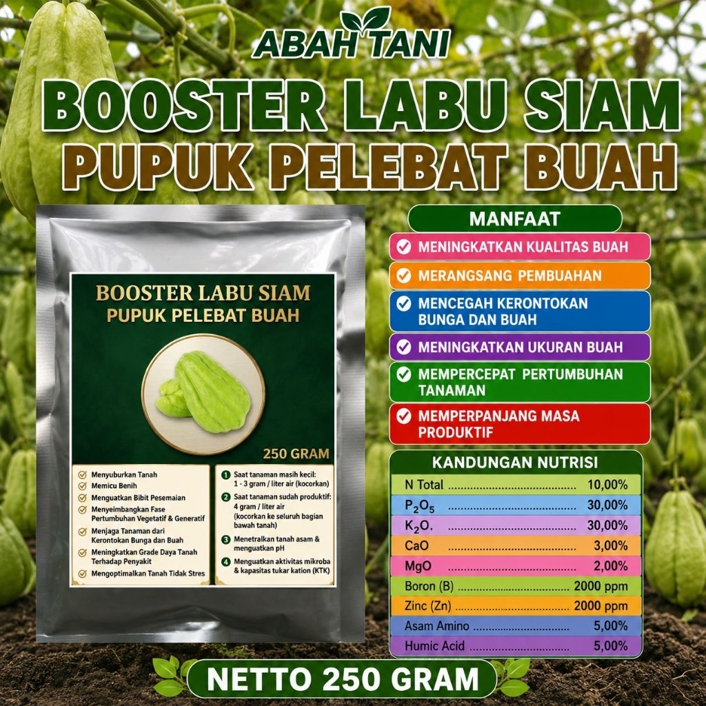 Booster labu siam mini Hijau pupuk pelebat buah 250 gram