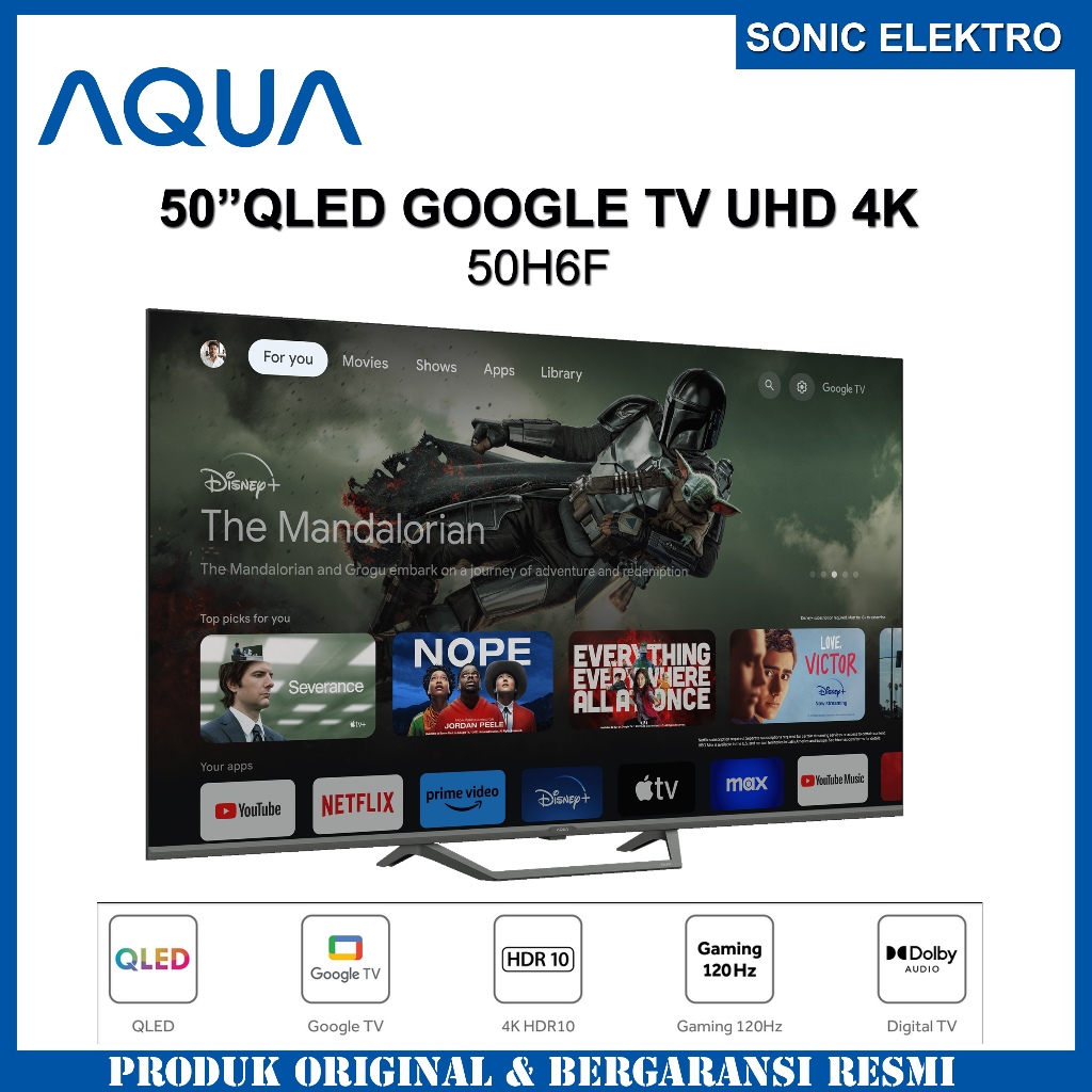 TV AQUA 50 GOOGLE TV UHD 4K HDR - Google TV - BezelLess - RAM 2GB ROM 32GB - Digital TV - AQUA 50H6F