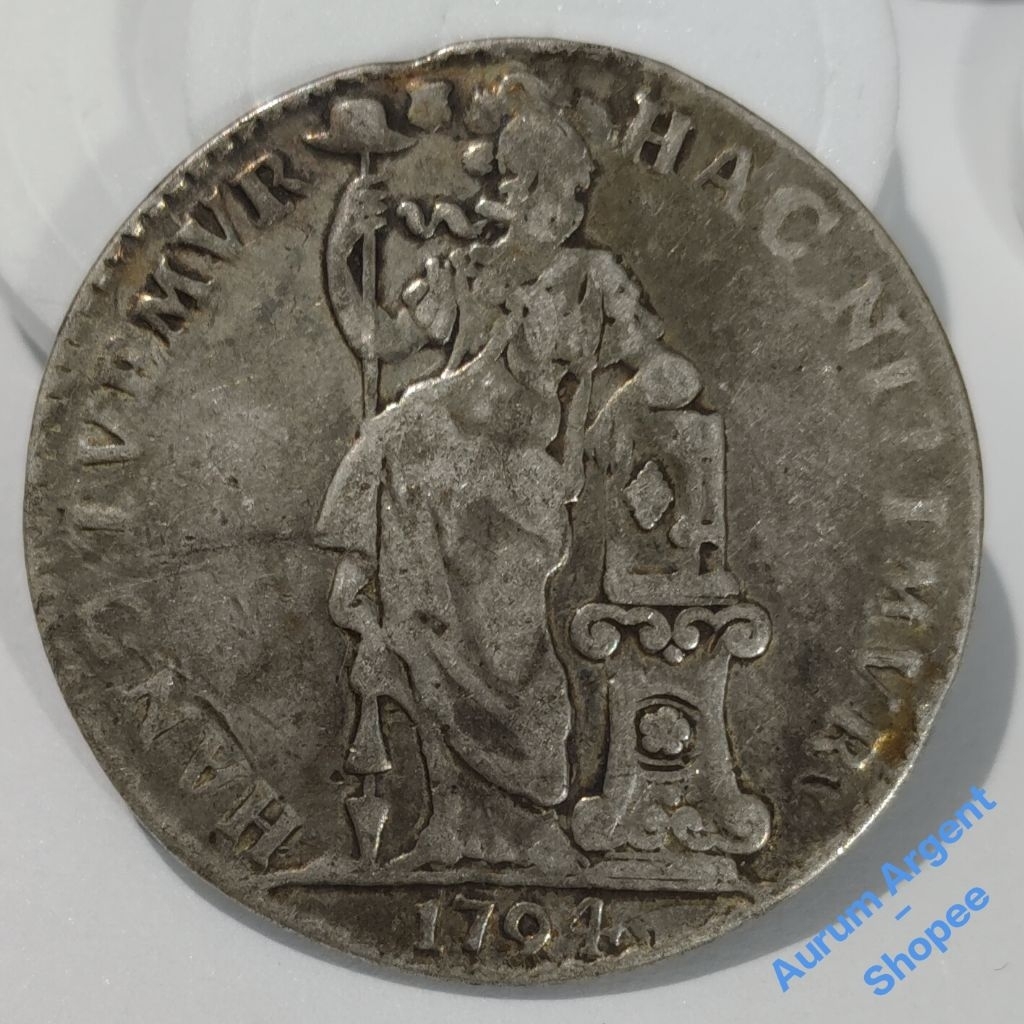 G.7-- 1 PC KOIN PERAK KUNO ASLI GULDEN DEWI PALLAS TH 1794. -- SILVER COIN --