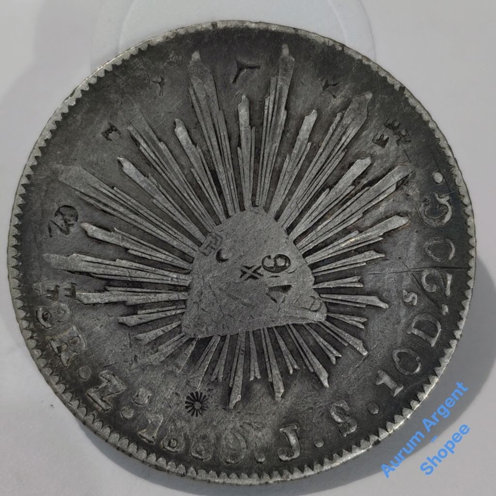 G.12-- 1 PC KOIN PERAK KUNO ASLI 8 REALES REPUBLICA MEXICANA TH 1880. -- SILVER COIN --