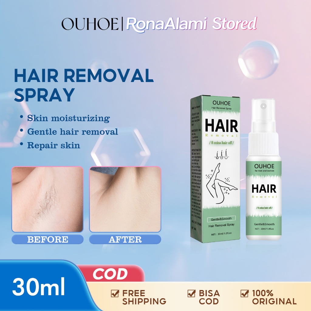 OUHOE Hair Removal Spray 30ml Perontok Bulu Spray for Permanent Underarm Hair Removal Permanen Pengh