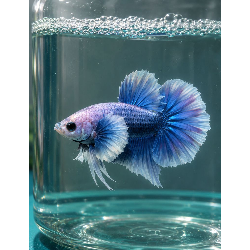 Hiasan Akuarium, Cupang dengan Warna Biru Putih Dumbo Aer