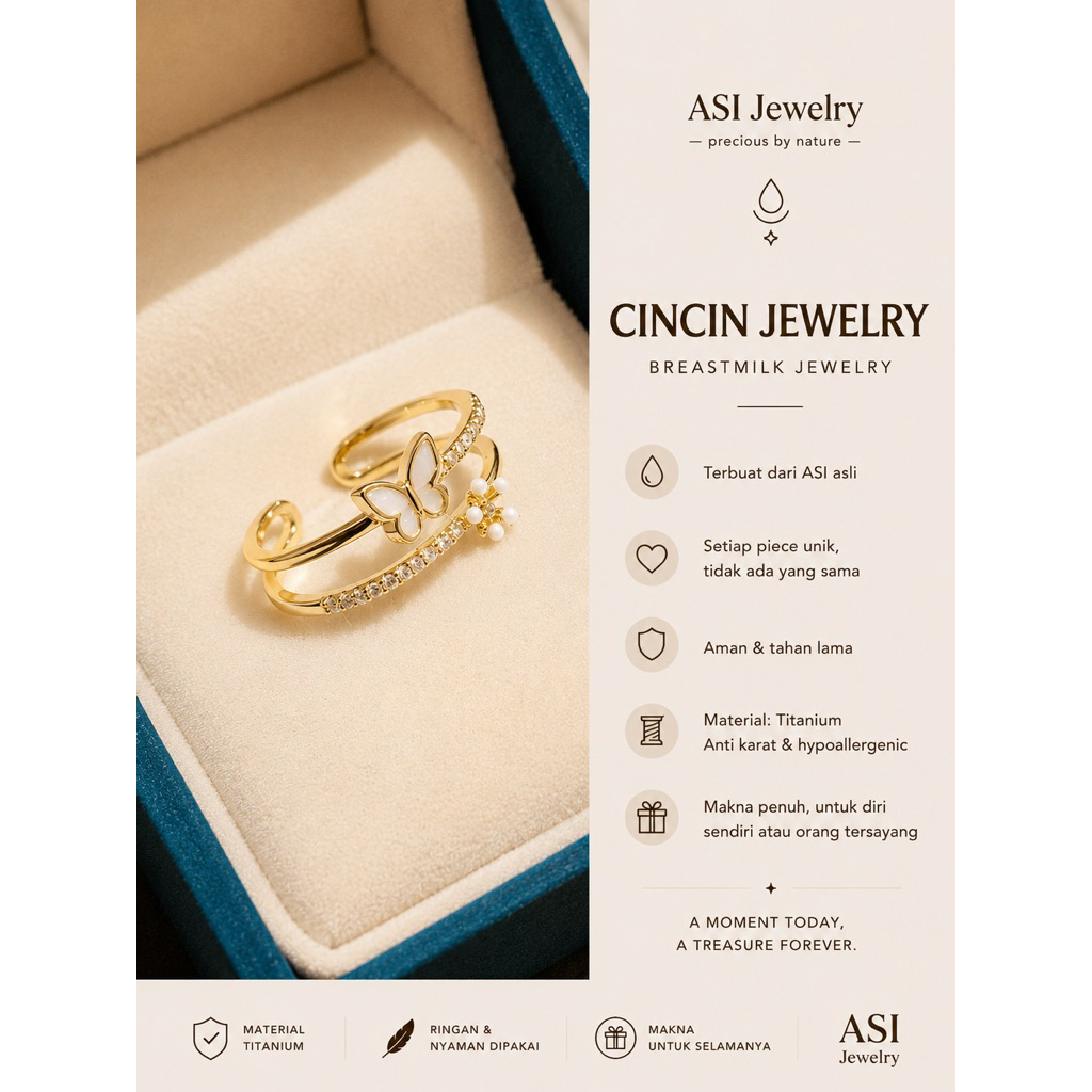 Breastmilk Memorial Jewelry - Cincin Asi Custom Kupu