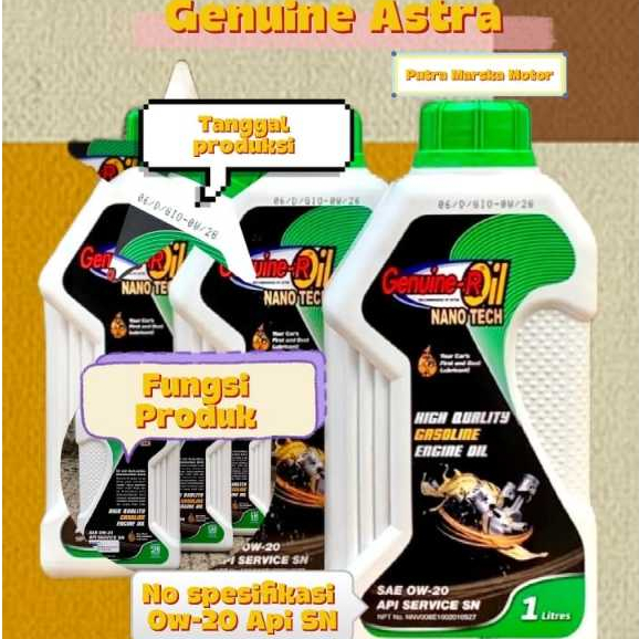 Genuine Oli Mesin Astra Genuine R Oil NANO TECH SAE 0W-20 API SN Produk Original Astra International