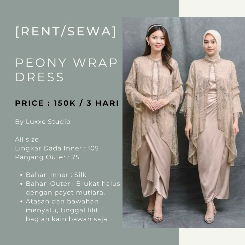 (Rent/Sewa) Peony wrap dress luxxe studio preloved second bekas sewa kebaya sewa dress pesta kondang