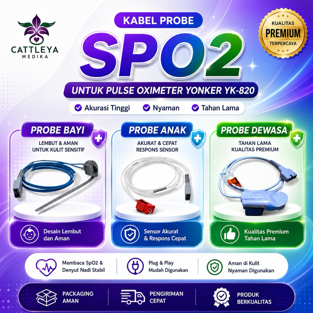 Kabel SpO2 Pulse Oximeter Yonker YK-820 untuk Bayi, Anak, Dewasa Lengkap / Probe SpO2 Yonker for Inf