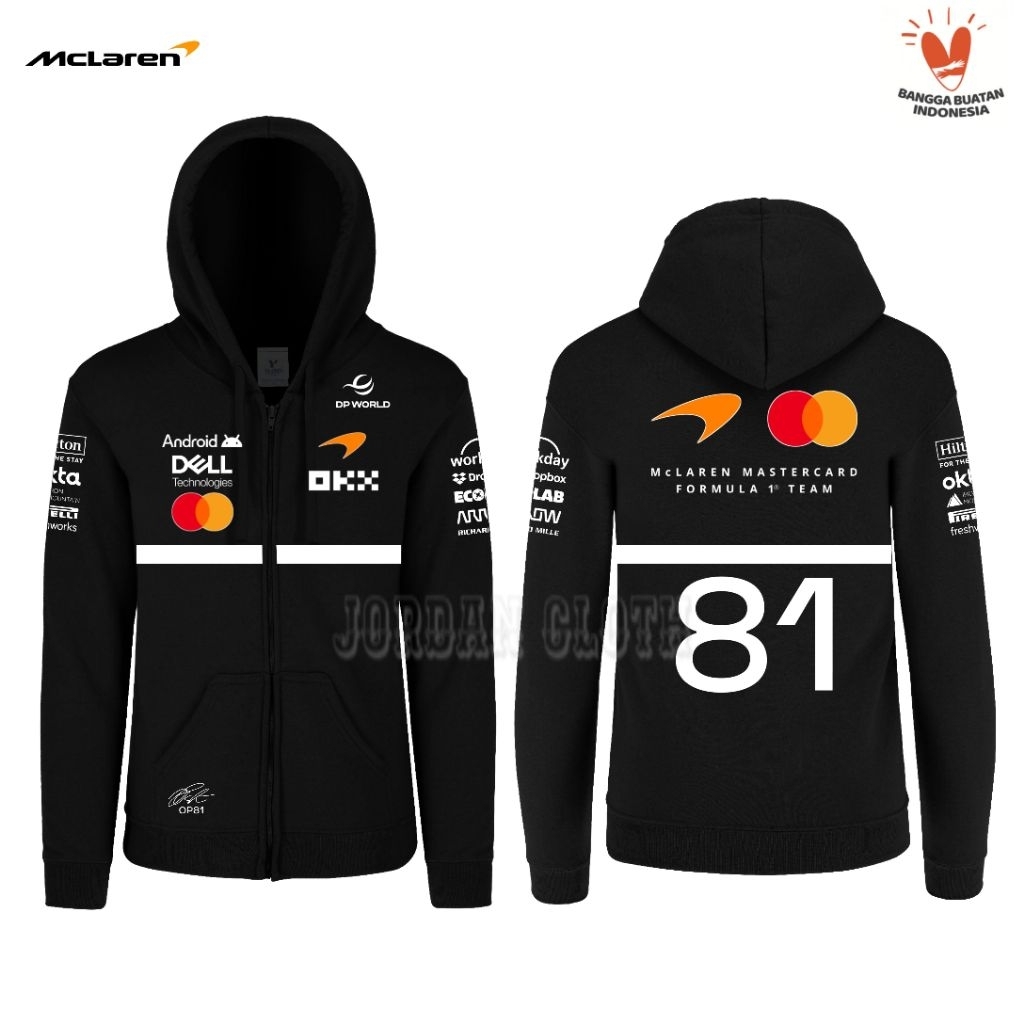 Hoodie Zipper Sweater Jaket McLaren Team 2026 Oscar Piastri Formula One F1
