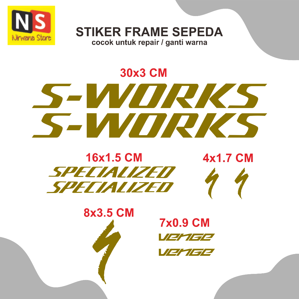 Cutting Stiker Frame Specialized S-Works Venge untuk sepeda Roadbike MTB
