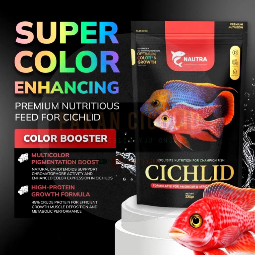 [PAKAN CICHLID] Pelet Ikan NAUTRA CICHLID - Singking (tenggelam)