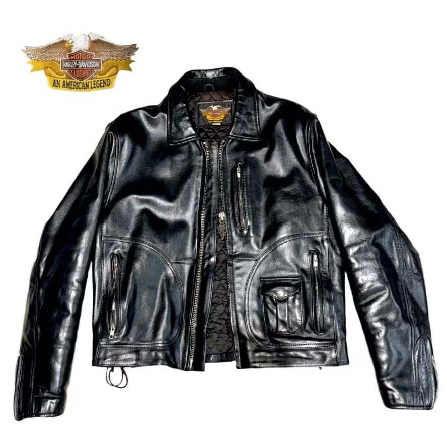 NWOT Harley Davidson HD Mens D'Pocket Single Rider Leather Biker Jacket X Jaket Kulit Schott Avirex 