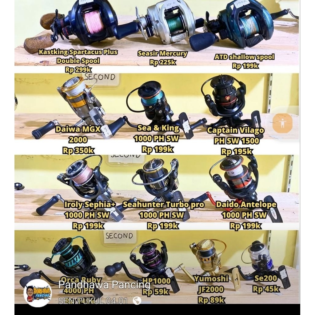 REEL Bekas second CASTING BAITCASTING iroly Sabre KATSKING ORCA OREGON DAIWA UTECATE DAIDO TRIDENTEC