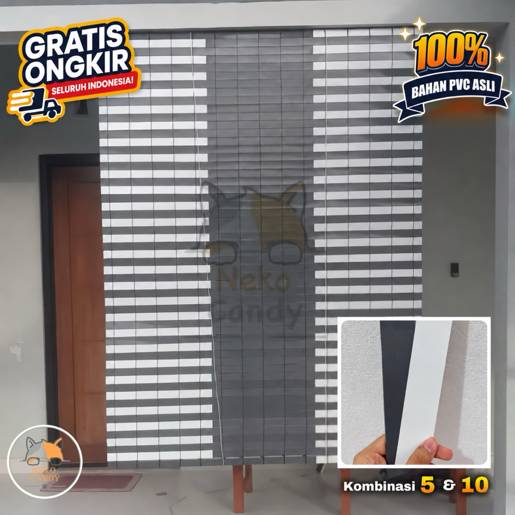 Tirai kerai kere kerey kerai outdor PVC estetik lebar 1,5 Meter (N)