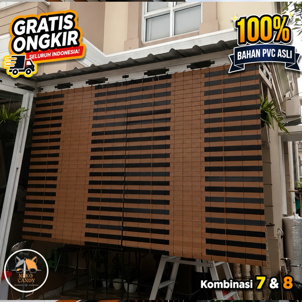 Tirai kerai kere kerey kerai outdor PVC estetik lebar 1,5 Meter (N)