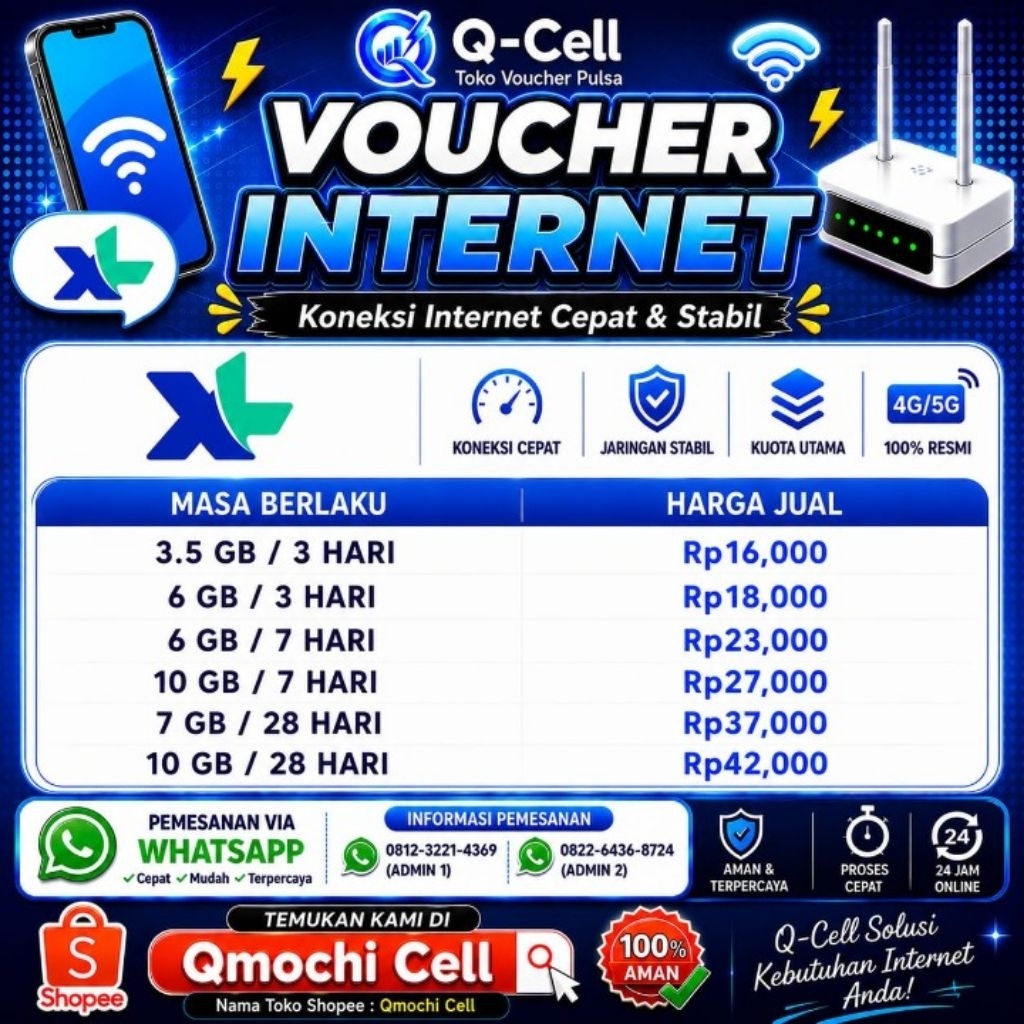 Voucher Internet Murah XL (Kode kirim via chat)