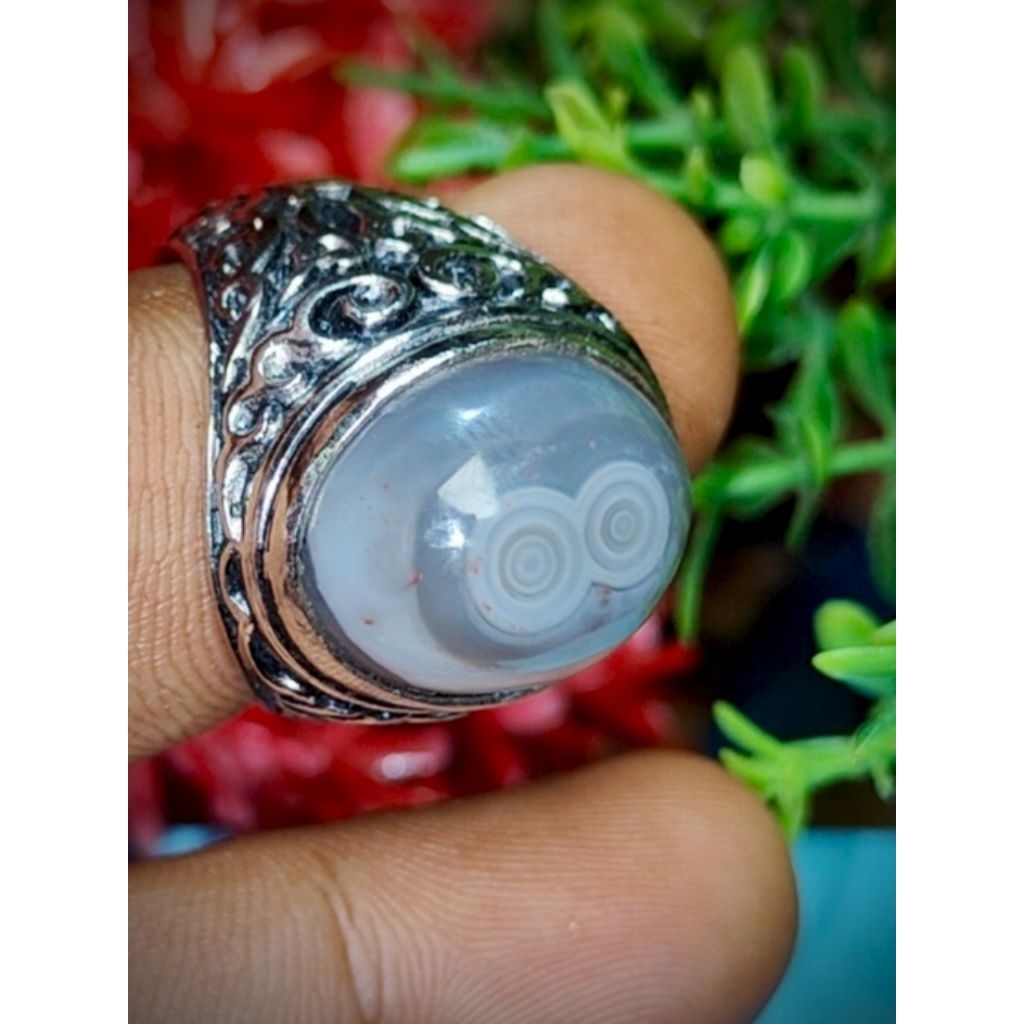 cincin batu akik yaman pamor angka delapan