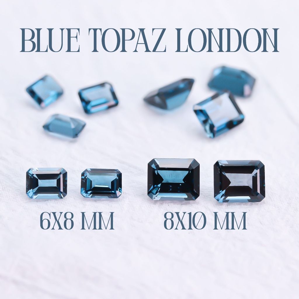 Natural Blue Topaz London AAA Octagon Faceted 6x8 8x10 Batu Permata Asli