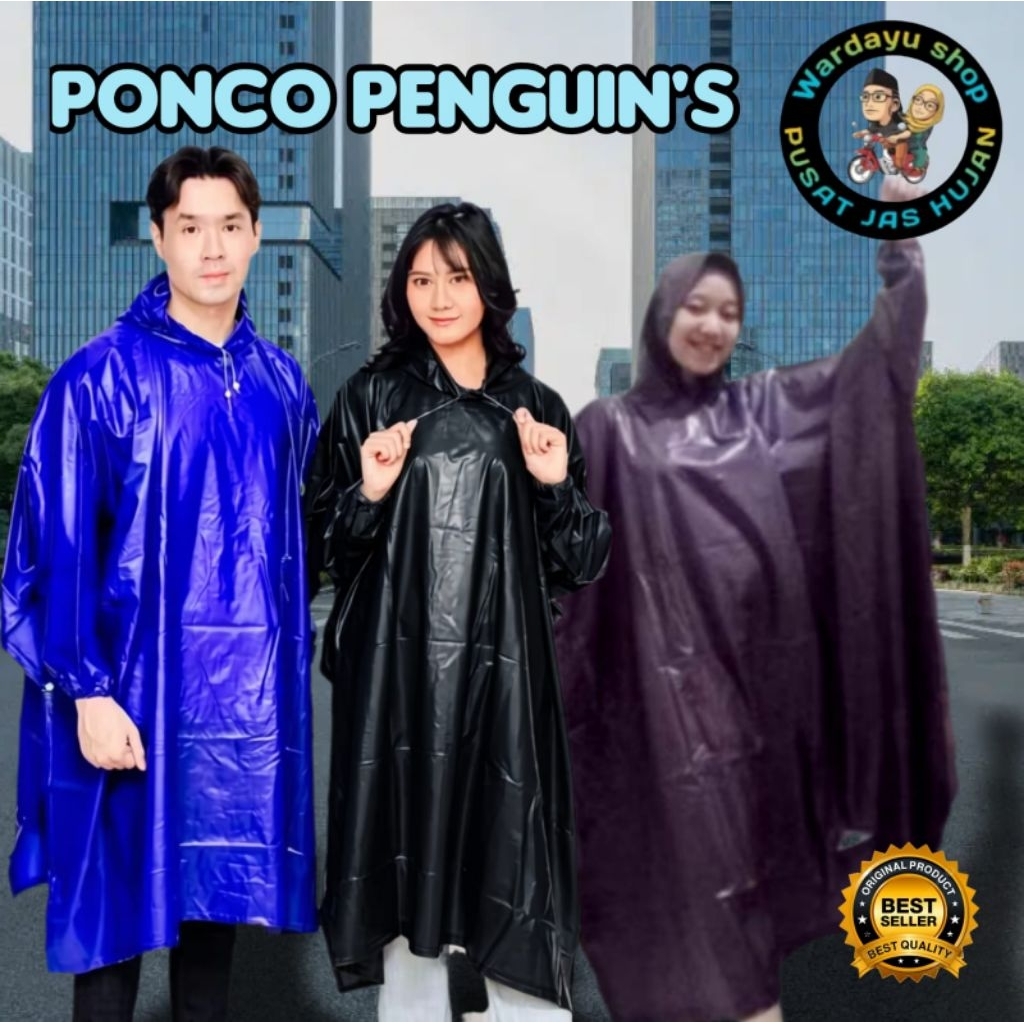 Jas Hujan Penguin Ponco Lengan Jumbo Pinguin P535 Dewasa Pria Wanita / Penguins Mantel Tebal