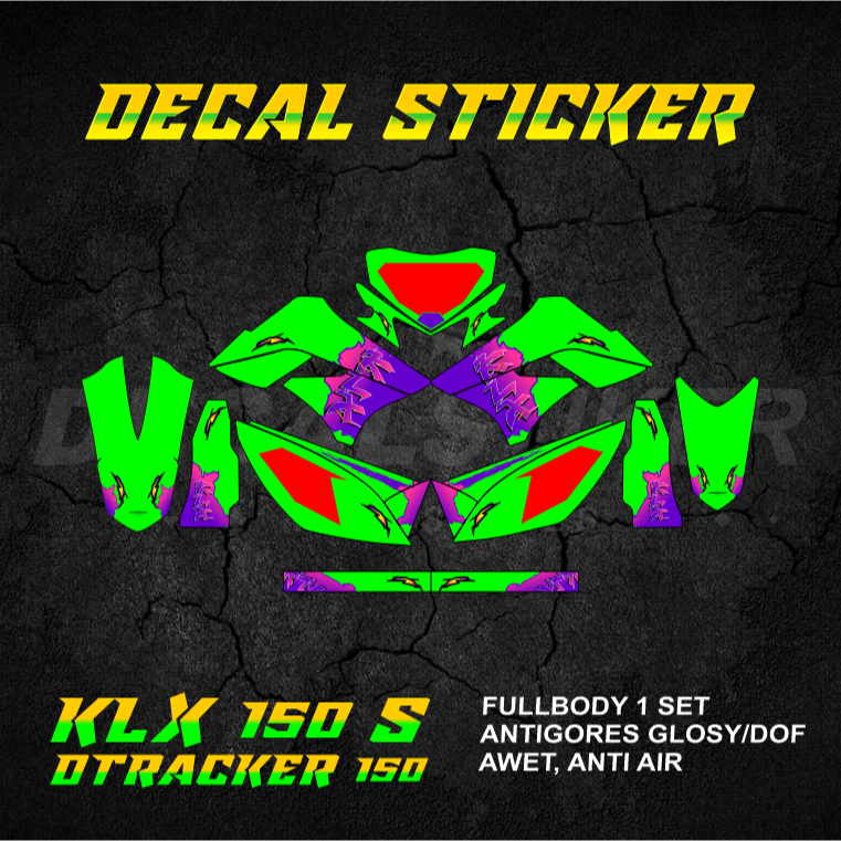 DECAL STIKER KLX DTX 150 (014) DEKAL STICKER KLX S L DTRACKER LAMA OLD FULLBODY 2009 2010 2011 2012 