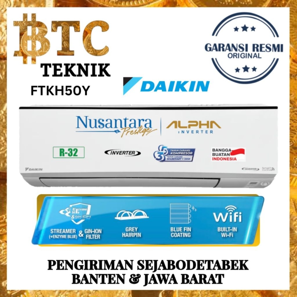 AC DAIKIN FTKH 50 Y AC SPLIT 2 PK INVETER HARGA UNIT ONLY