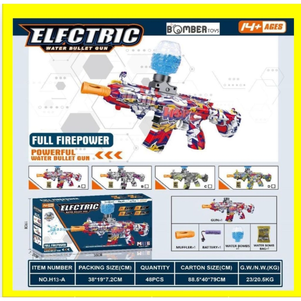 Mainan anak tembakan water gell blaster ak47 high speed