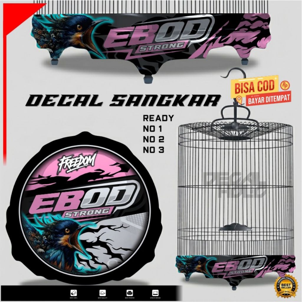 STICKER DECAL SANGKAR BURUNG MURAI NO2 EBOD STRONG MOTIF GRAFIS PINK