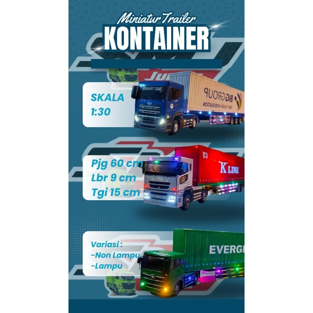 Miniatur Truk Trailer Kontainer Miniatur Truk Oleng Mainan Edukasi Anak Evergreen Maersk Miniatur Ko