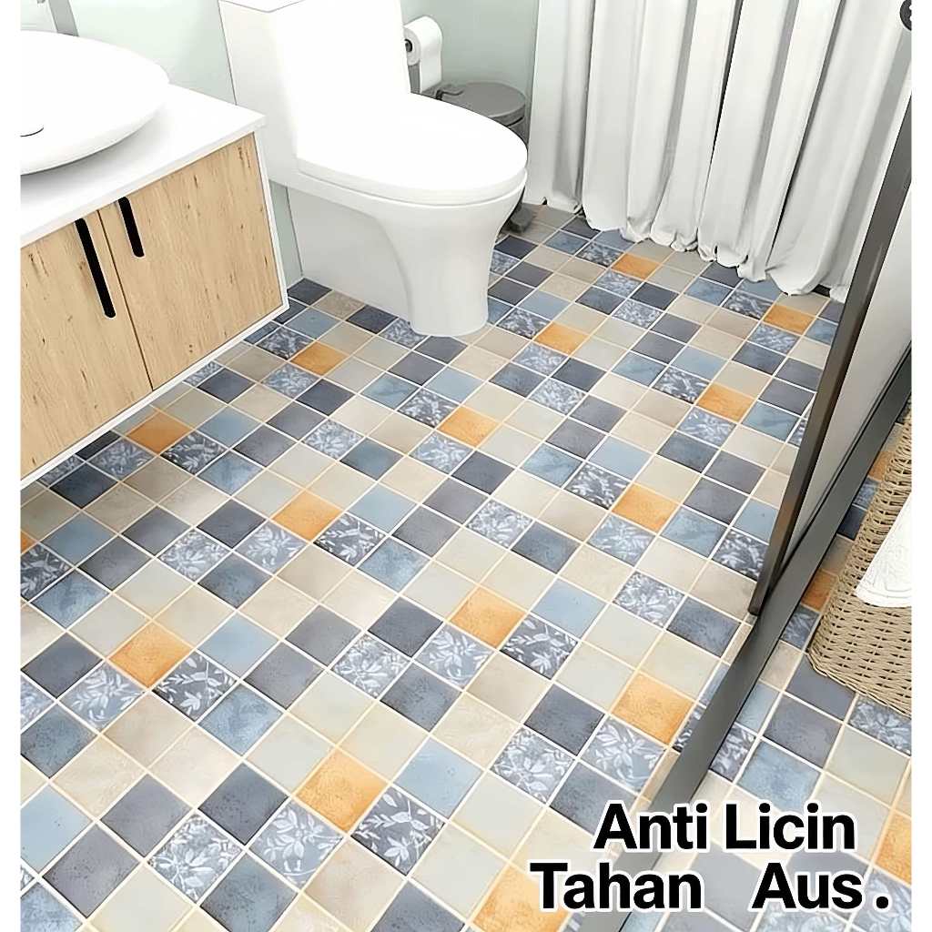 2M * 61CM PVC tahan air non-slip stiker lantai dapur kamar mandi / stiker lantai dapur kamar mandi b