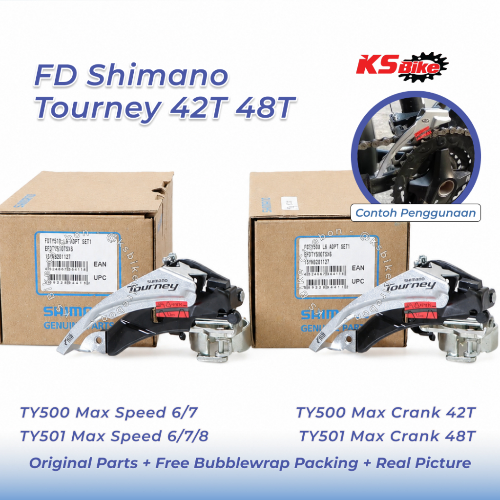 FD Shimano Tourney TY500 TY501 Front Derailleur 3 Speed Operan Depan MTB Touring Sepeda Gunung 42T 4