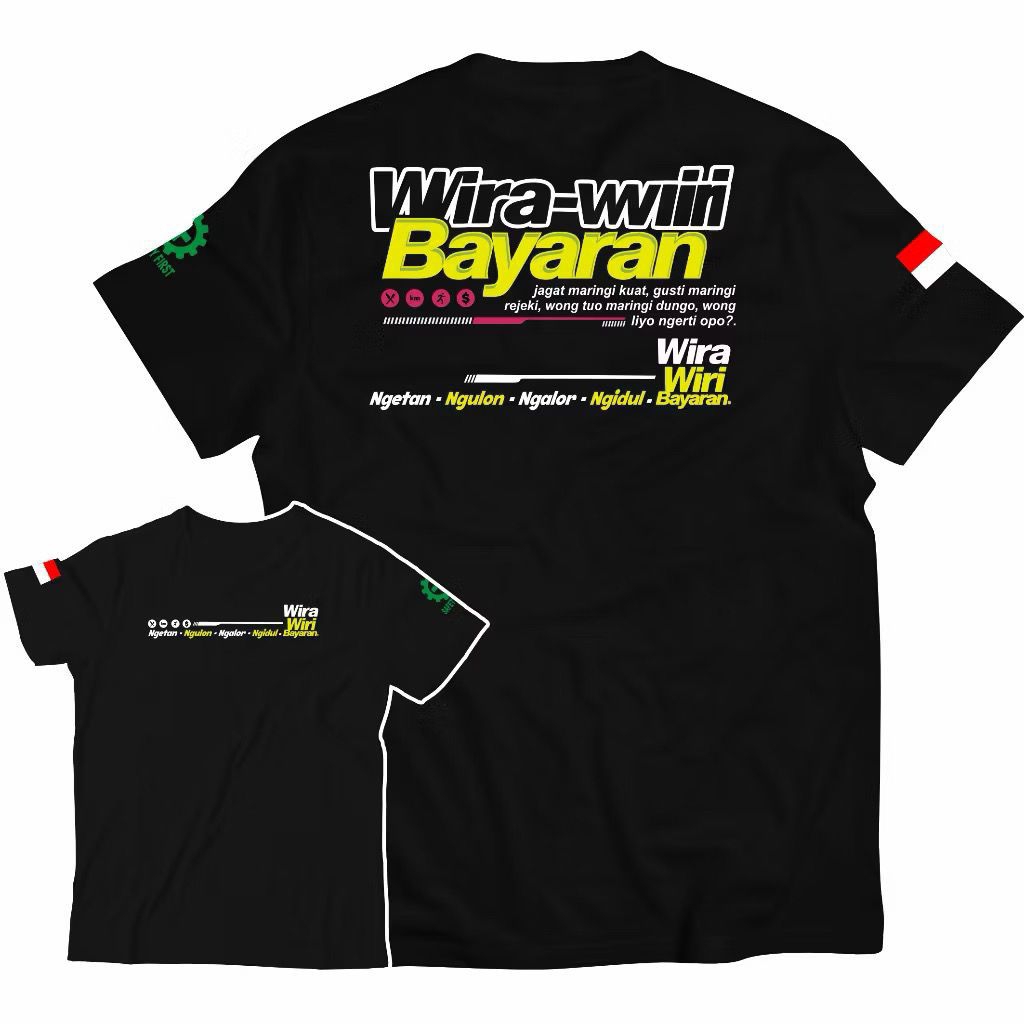 ￼Tshirt Baju Kaos Wira Wiri Bayaran Hijau Stabilo Baju Distro Viral Kata Pria Unisex - Kaos Kata Kat