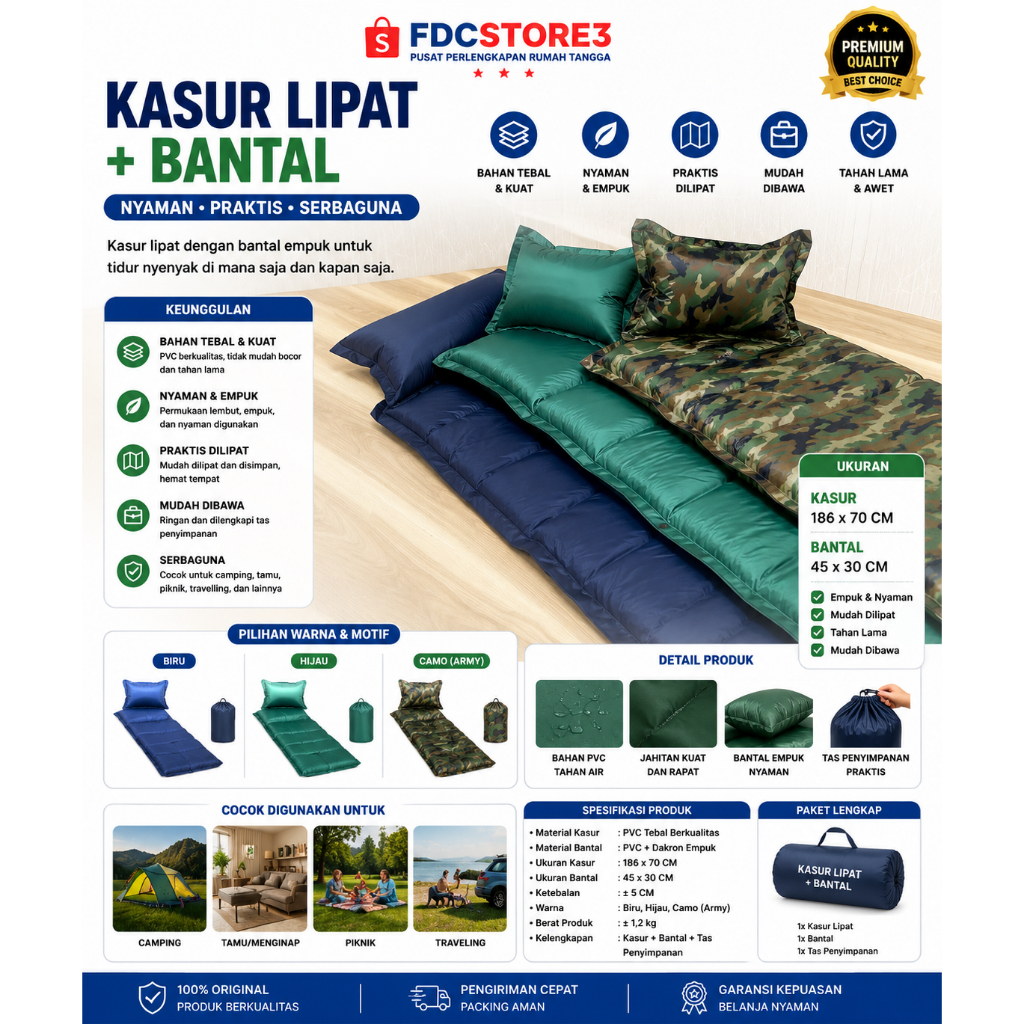 AQUATIC SIM01 matras angin kasur tiup matras camping outdoor sleeping pad matras