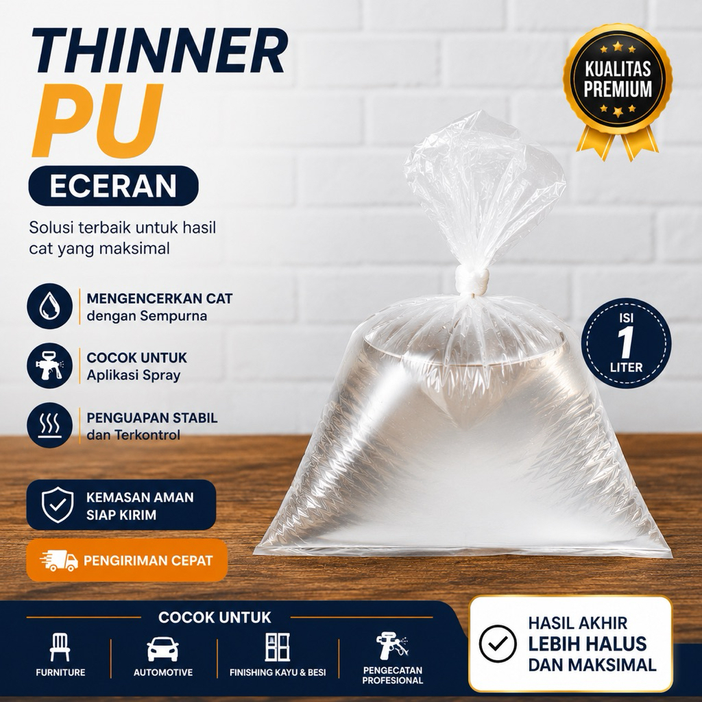 THINNER PU 1LITER | Thinner PU Eceran Refill Bening Berkualitas | Pengencer Cat PU Cepat Kering
