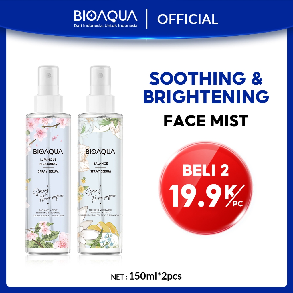 [Paket Hemat]-BIOAQUA Face Mist GLowing Everyday Spray Wajah 150ml x 2pcs Hydrating / Brightening Fo