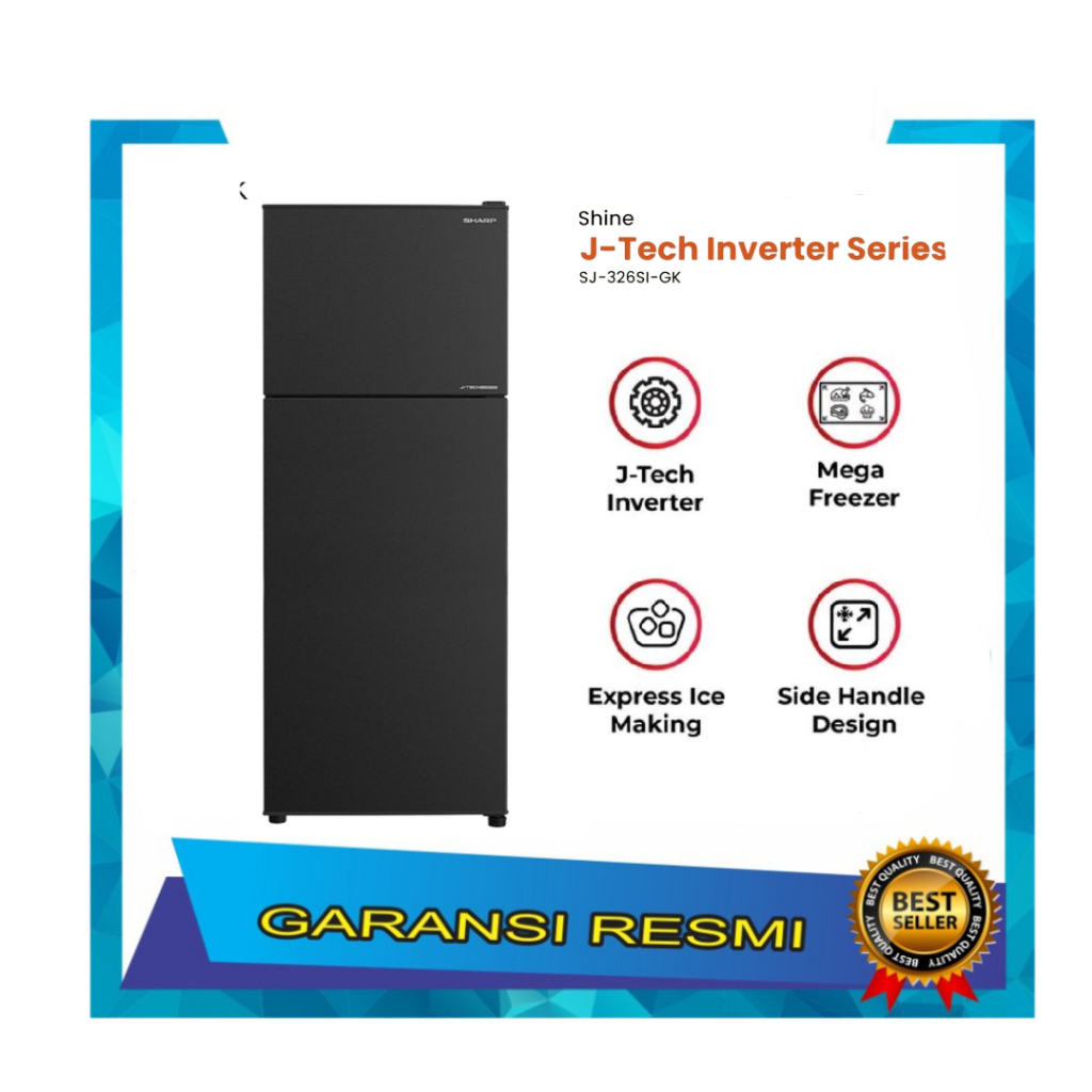 SHARP Kulkas sharp SJ-326SI-GK Shine J-tech Inverter
