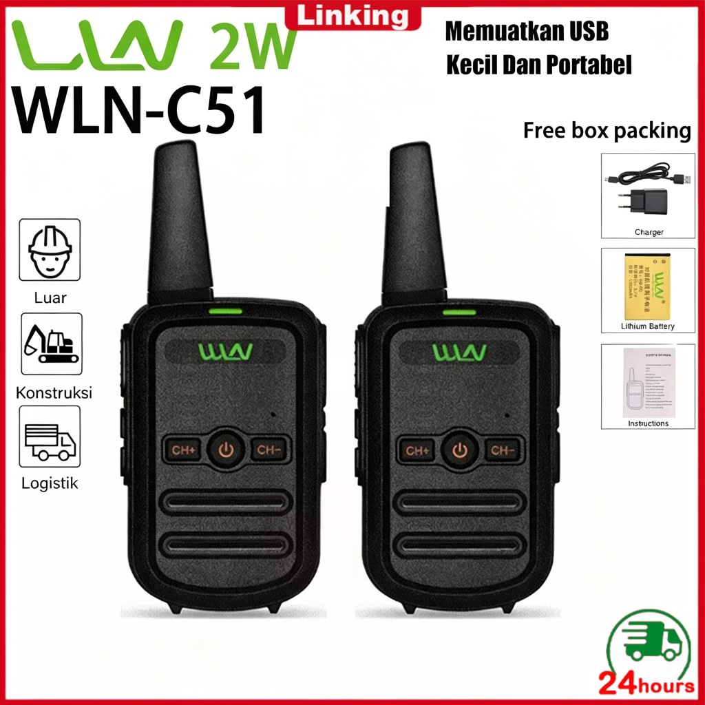 HT WLN-C51 HT sipil daya tinggiMini Wln Two-Way Radio Walkie Talkie 2 unit