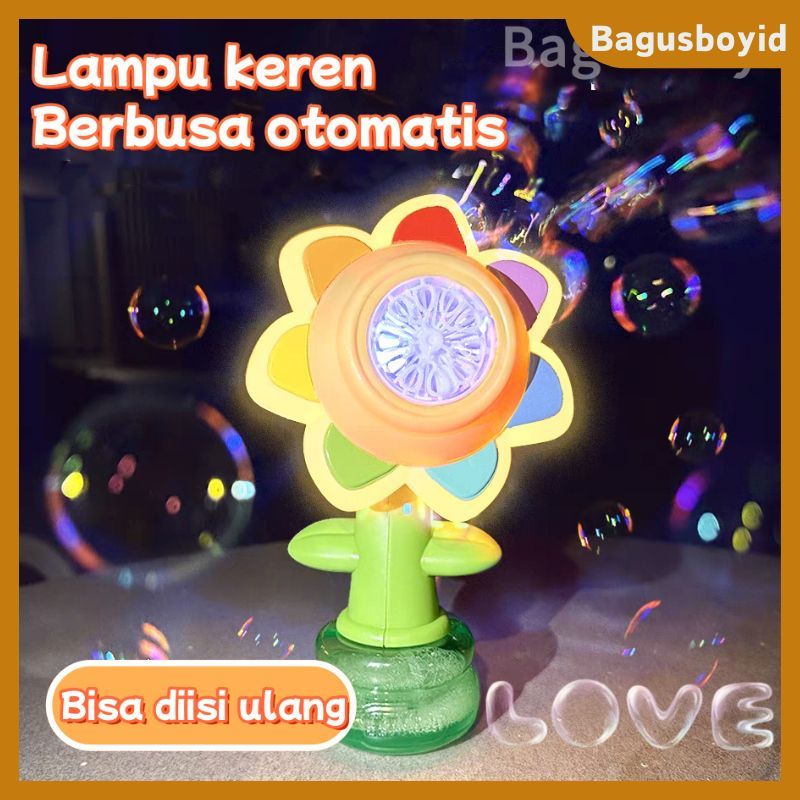[Ready]Bunga Matahari Bubble Mesin/Mesin Gelembung Otomatis Penuh/Mainan Anak/Mainan Gelembung Busa 