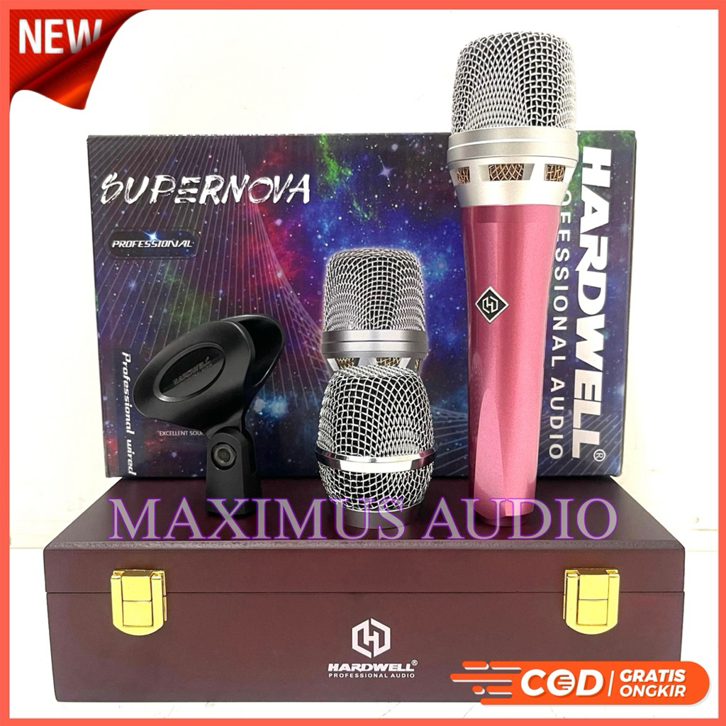 Promo Mic Kabel Hardwell Supernova Original Pink kabel mic hardwell supernova +Wooden Box