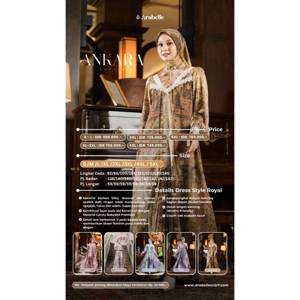 Arabelle Scarf Official/ Ankara Royal Dress Series/Gamis Terbaru Arabelle 2026