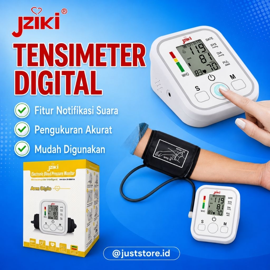 Jziki | Tensimeter Digital Otomatis Monitor Tekanan Darah