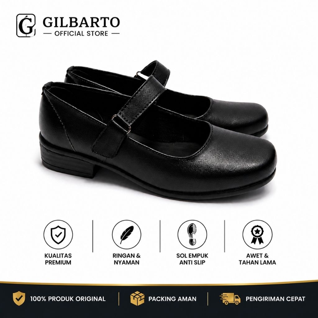Gilbarto Sepatu Pantofel Paskibra Wanita Hitam