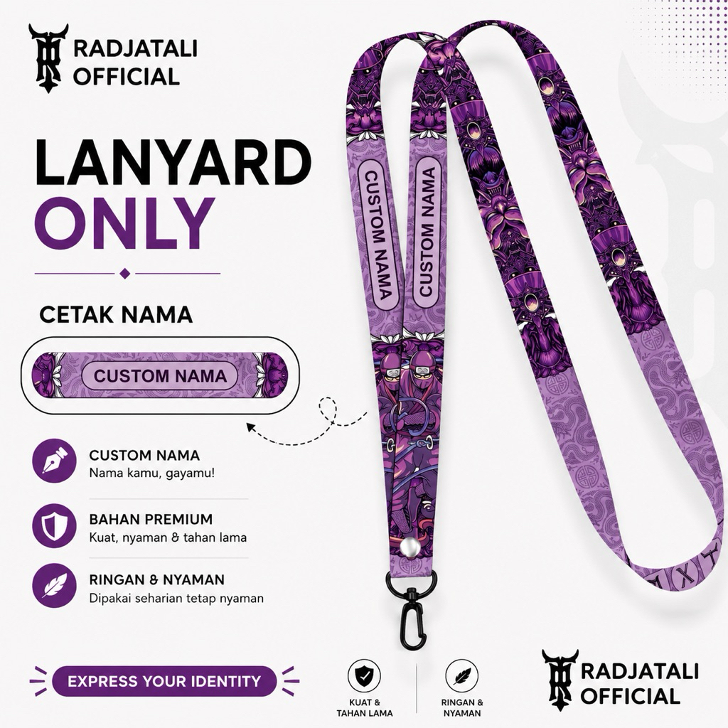 Lanyard Custom Nama ONI Series V3 Size 1,5cm Bisa Request Nama Full Printing 2 Sisi Gantungan Card H