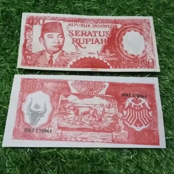 uang 100 soekarno 1954 uka2 souvenir