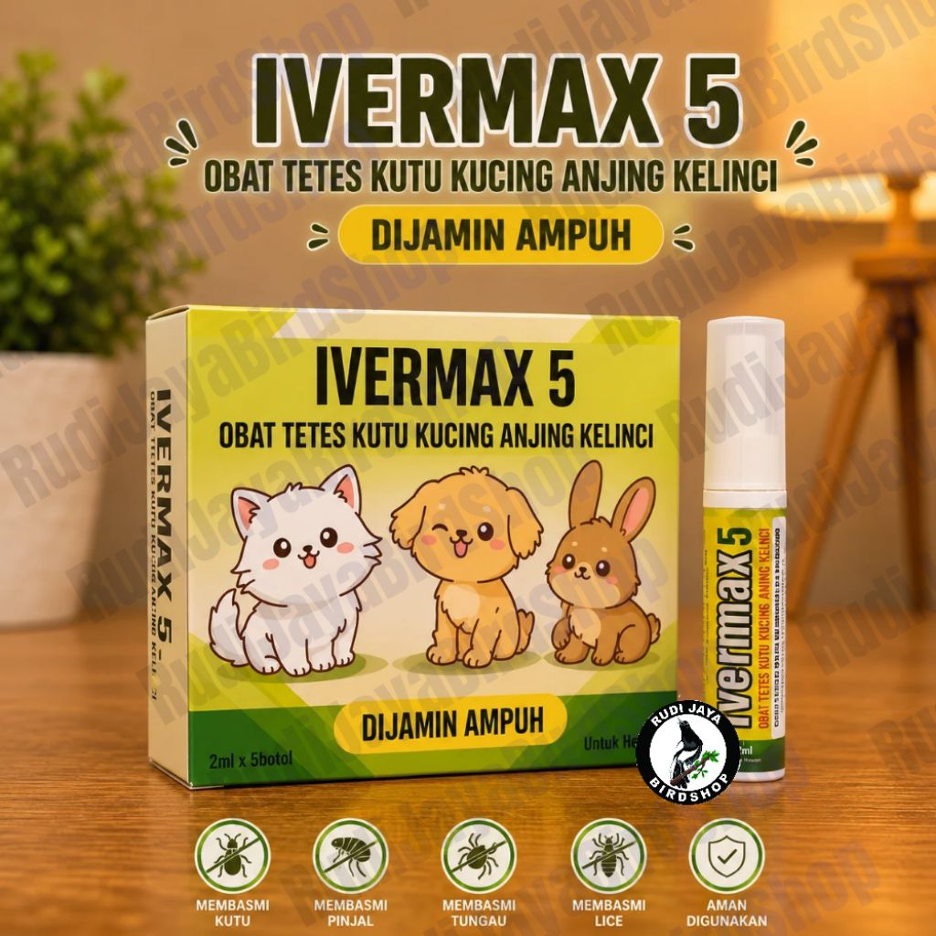 IVERMAX 2ML OBAT TETES KUTU TICK FLEA DROP KUCING KELINCI ANJING BASMI TUNGAU PARASIT JAMUR PINJAL
