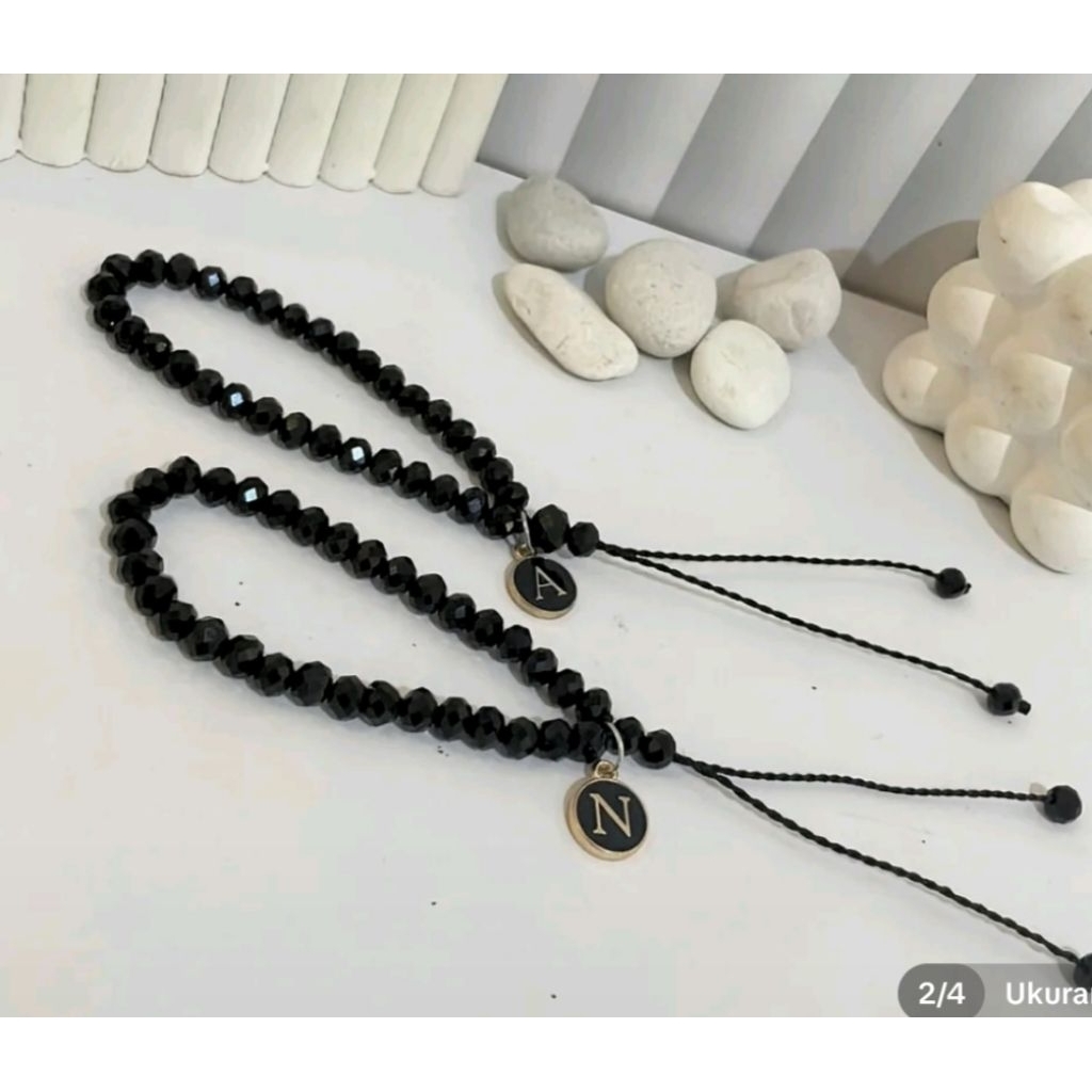 Gelang Kristal Inisial - Warna Hitam, Model S