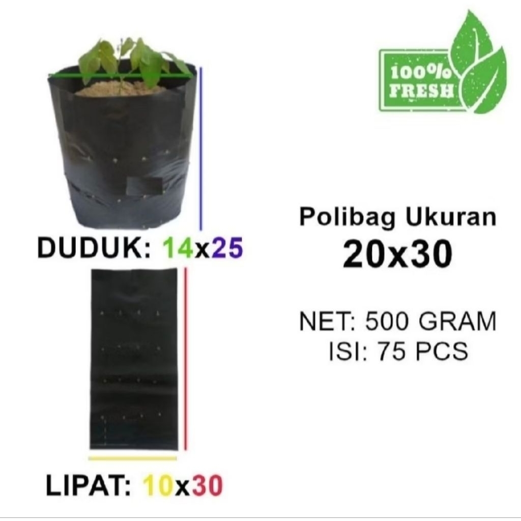 polibag 20x30 tebal kemasan 500gram