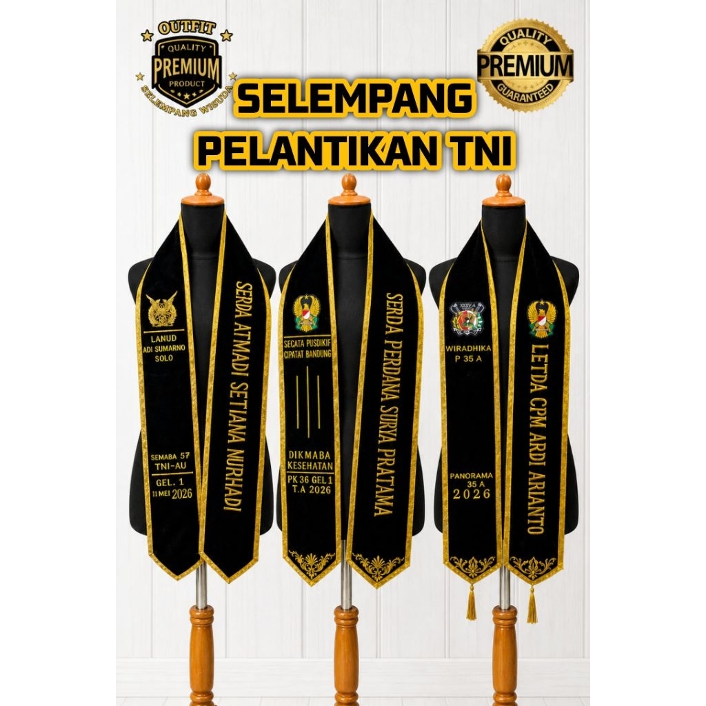 Selempang TNI untuk Pelantikan TNI AD ,TNI AU ,TNI AL