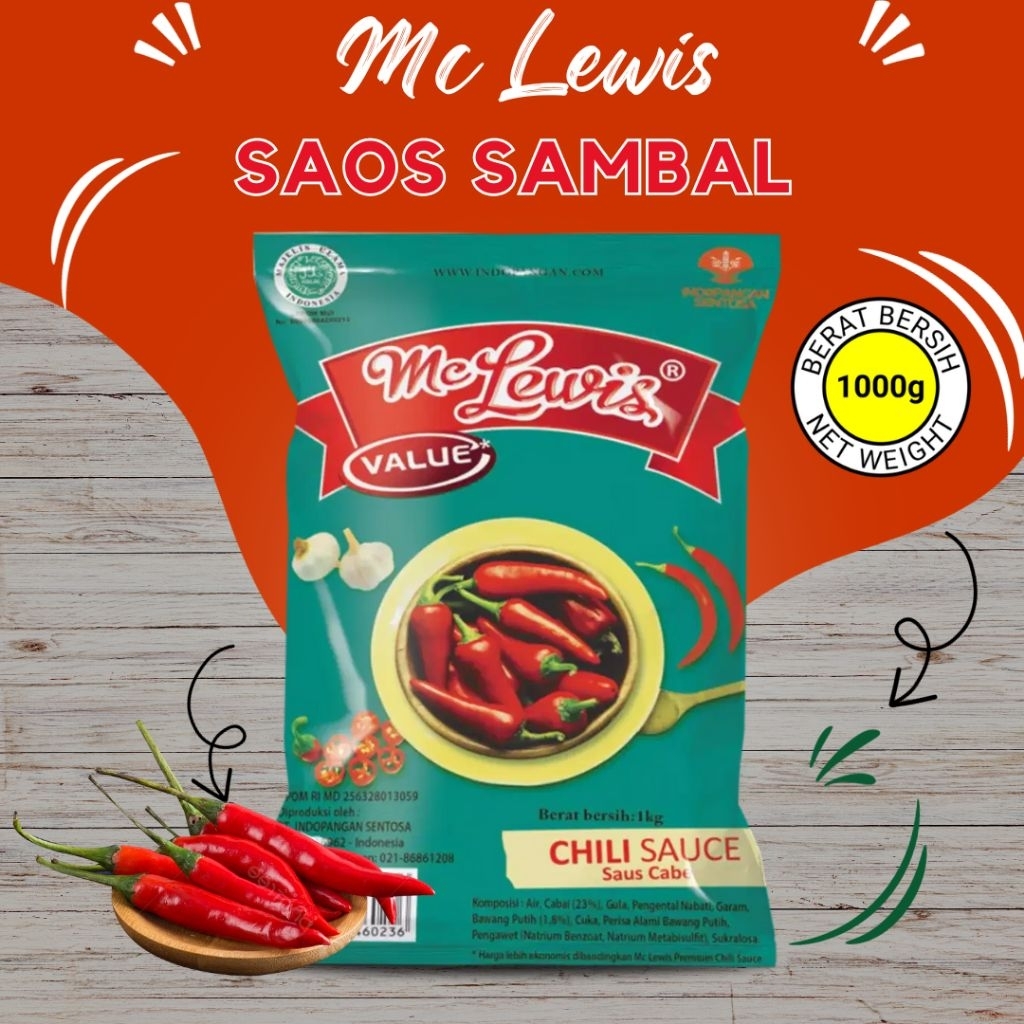 Saos sambal mc lewis/saus mc lewis extra hott/ saus mc lewis 1kg/saus premium/cod